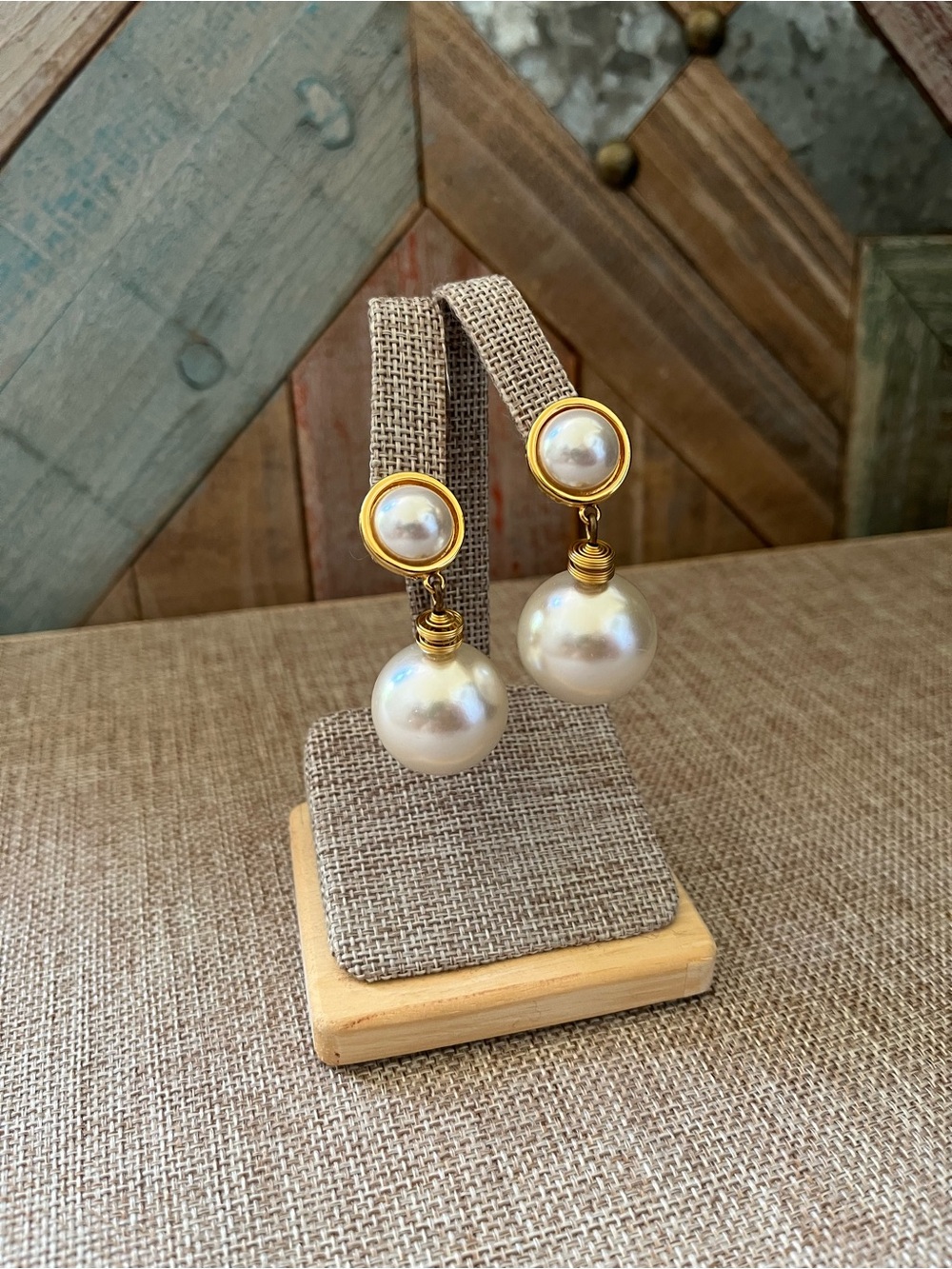 Gold and Pearl Drop Earrings - Classic Two-Tier Pearl Dangles